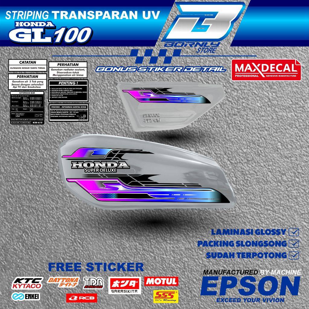 Honda GL100 Maxdecal Transparent UV Premium Striping (yt23)