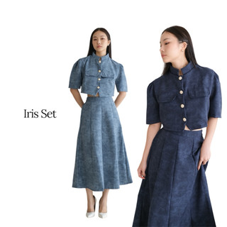 RARENOA - Iris One Set - Setelan Atasan Crop dan Rok Midi Wanita Kasual Busui Friendly