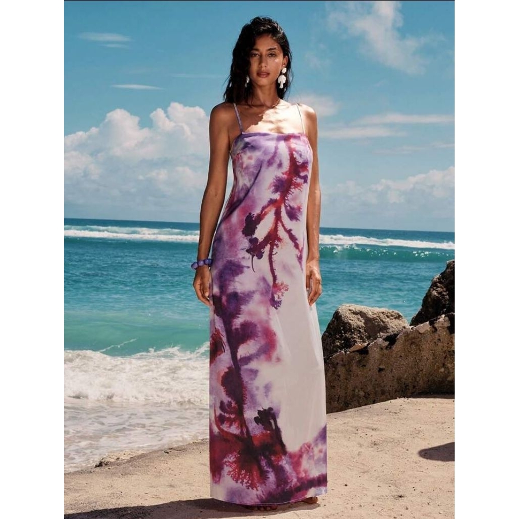 แม็กซี่เดรสมัดย้อมสีม่วง Splash (AC 149)