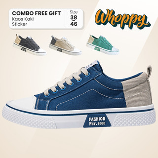 Whoppy Dexter SL57 Sepatu Cowok Keren Classic Sporty Denim Shoes Biru Cream Hitam Hijau Orange