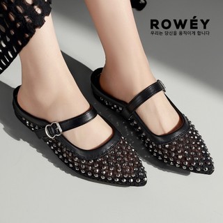 Rowey Sandal Mules Wanita Mewah Flat Shoes Cewek Cantik Luxia