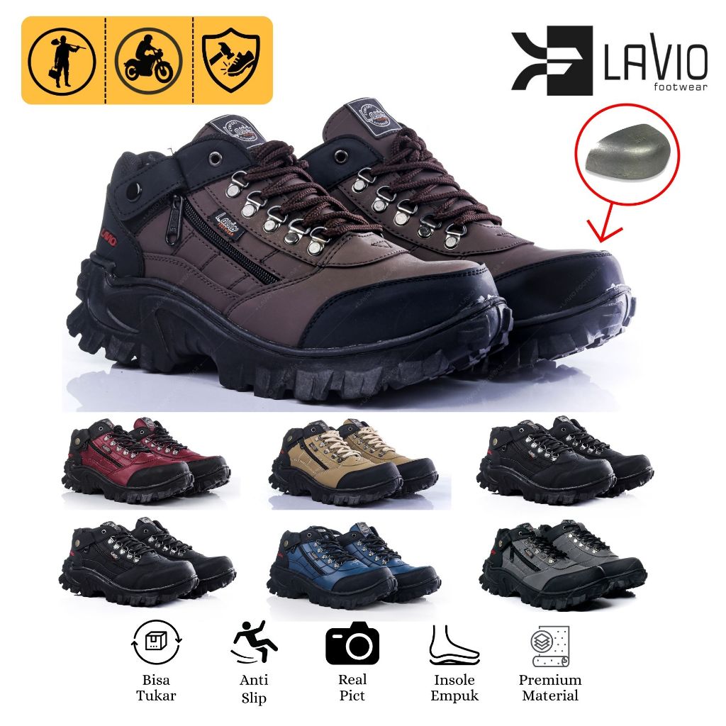 Lavio รองเท้านิรภัยผู้ชาย Steel Toe ขนาดใหญ่ 36-46 โครงการสนามกลางแจ้ง Touring E95 กันลื่น
