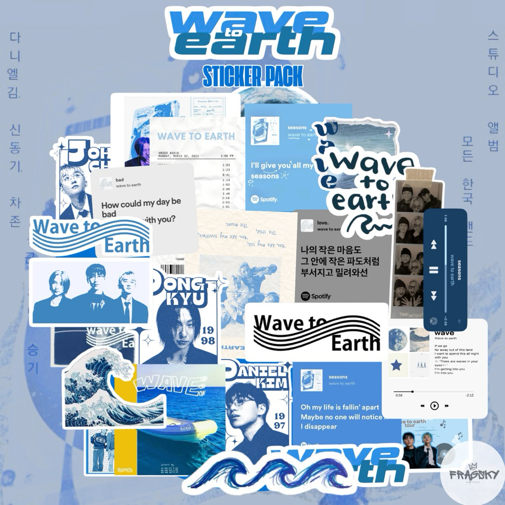 Fragsky - 20 & 25 ชิ้น Special Series Wave To Earth Band Artist Pack สติกเกอร์ | สติ๊กเกอร์ เคลือบลามิเนต Doff & Glossy Kiss Cut กันน้ํา จางลง | ความงามสติกเกอร์ Skena Kalcer Indie ความงามเกาหลี Kpop เกาหลีตกแต่ง HP แล็ปท็อปหมวกกันน็อคกระดาษเครื่องเขียน