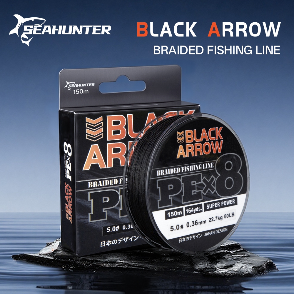 [OFFICIAL]SEAHUNTER Black Arrow PE X8 สายตกปลา 150M 5.4KG-22.7KG(12-50LB) สายตกปลาถัก 8 Braided Stra