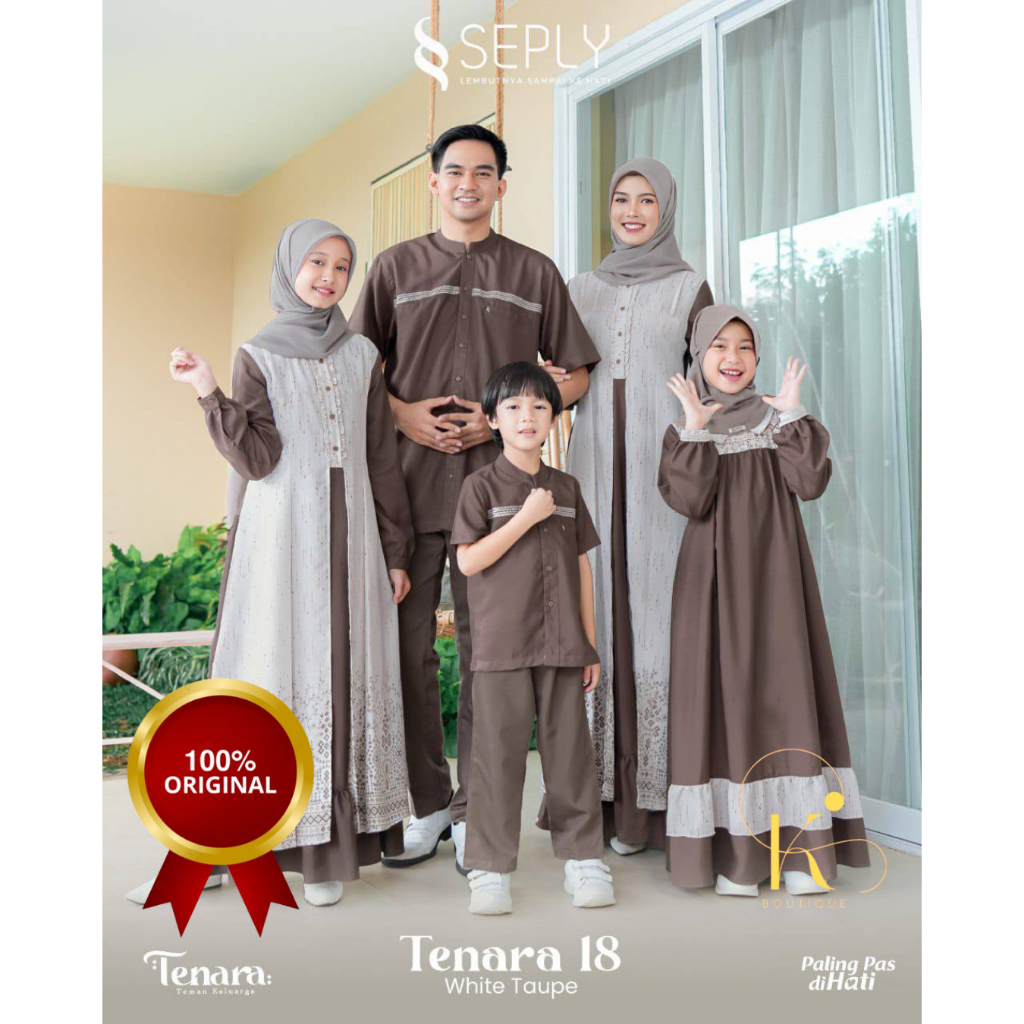 Seply Tenara 18 White Taupe Family Sarimbit Dress