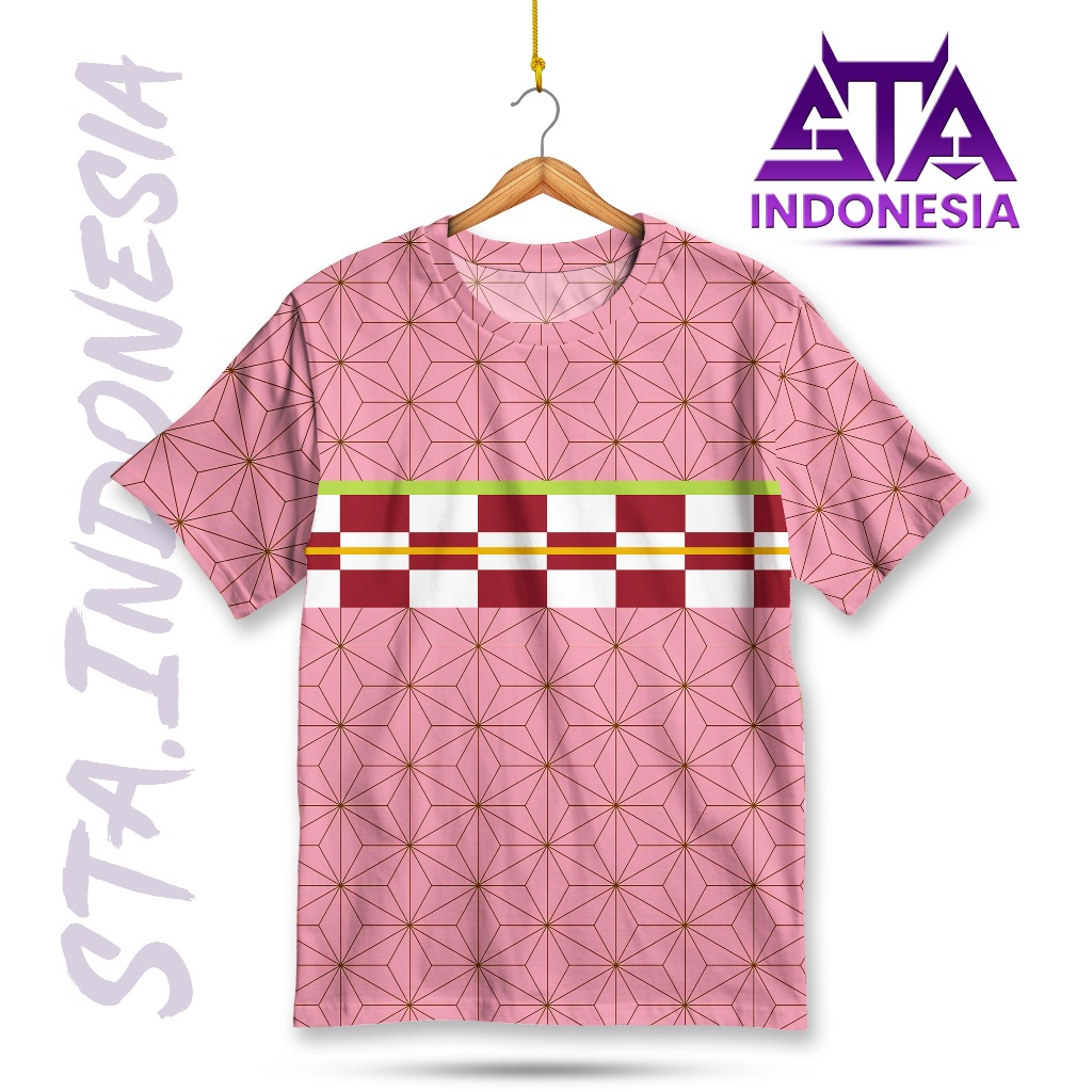 STA เสื้อยืดอนิเมะ Nezuko Kamado | Demon Slayer Pink ชุดเดรสคอสเพลย์ระดับพรีเมียมสําหรับทั้งชายและหญ