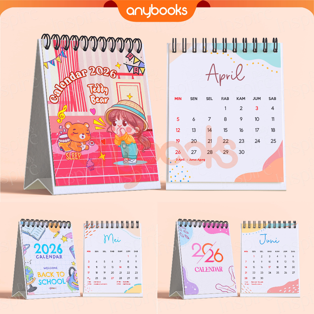 ใหม่ล่าสุด CUTE DESK CALENDAR 2026 - AESTHETIC 2026 DESK CALENDAR - MINI CALENDAR 2026 CUTE MOTIF