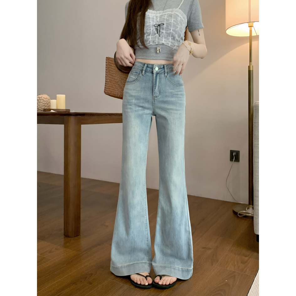 YOYO - New Cutbray Jeans Stretched Korean Womens Flare pants highwaist Womens Cutbray Jeans