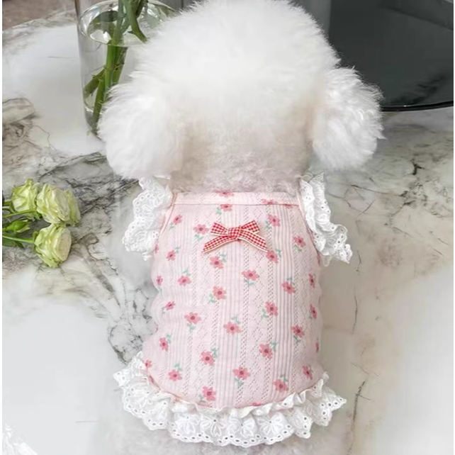 TFS Flowery Lace I26 - เสื้อผ้าสุนัขและแมวนําเข้าน่ารัก - เสื้อผ้าสัตว์เลี้ยง - เสื้อผ้าสัตว์