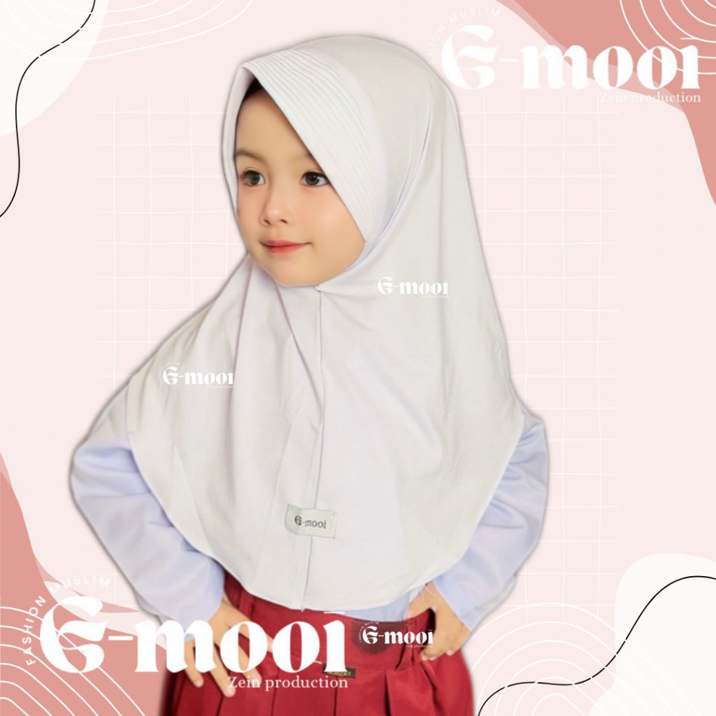 เมราห์ ฮิญาบเด็ก 0-10 ขวบ, ฮิญาบเด็กประถมสีแดงและสีขาว, ฮิญาบเด็กประถม, ผ้าคลุมศีรษะเด็ก - รูปที่ 2