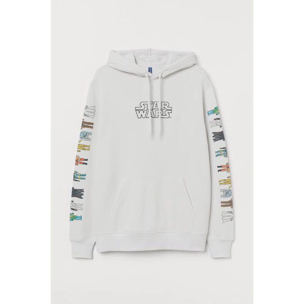 7.7 เสื้อกันหนาวมีฮู้ด HnM Starwars สีขาวสีขาวเย็บปักถักร้อย Unisex ผู้ชายผู้หญิง Full Tag