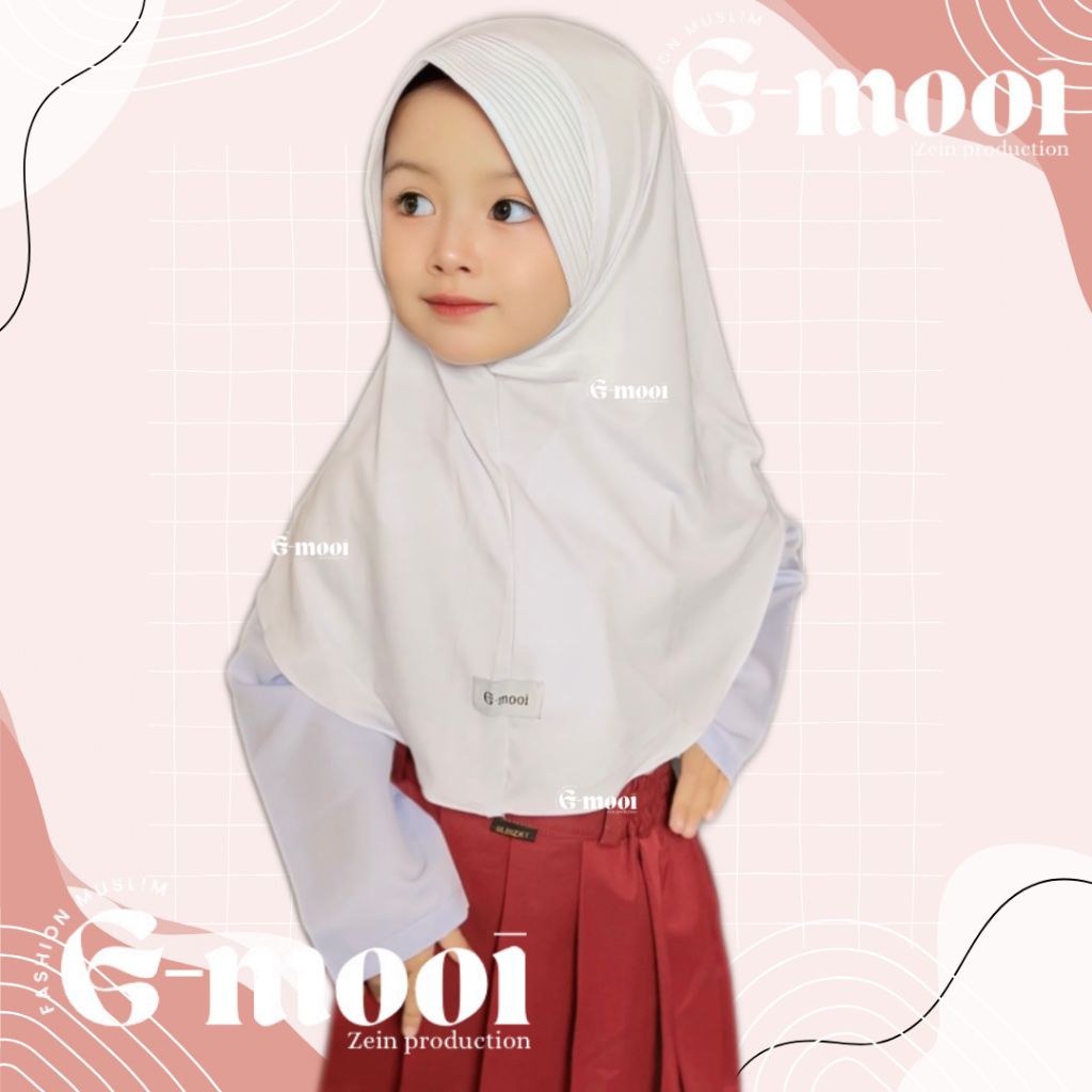 เมราห์ ฮิญาบเด็ก 0-10 ขวบ, ฮิญาบเด็กประถมสีแดงและสีขาว, ฮิญาบเด็กประถม, ผ้าคลุมศีรษะเด็ก - รูปที่ 6