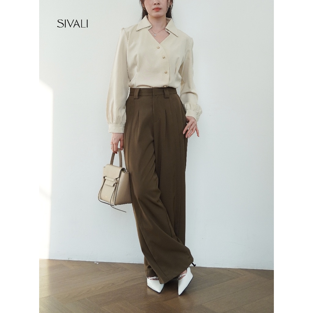 KEMEJA SIVALI Sol Blouse - เสื้อแขนยาวเข้ารูปผู้หญิงสไตล์เกาหลี - เสื้อกึ่งขนสัตว์ผ้าซาตินผู้หญิง - 1975 - รูปที่ 4