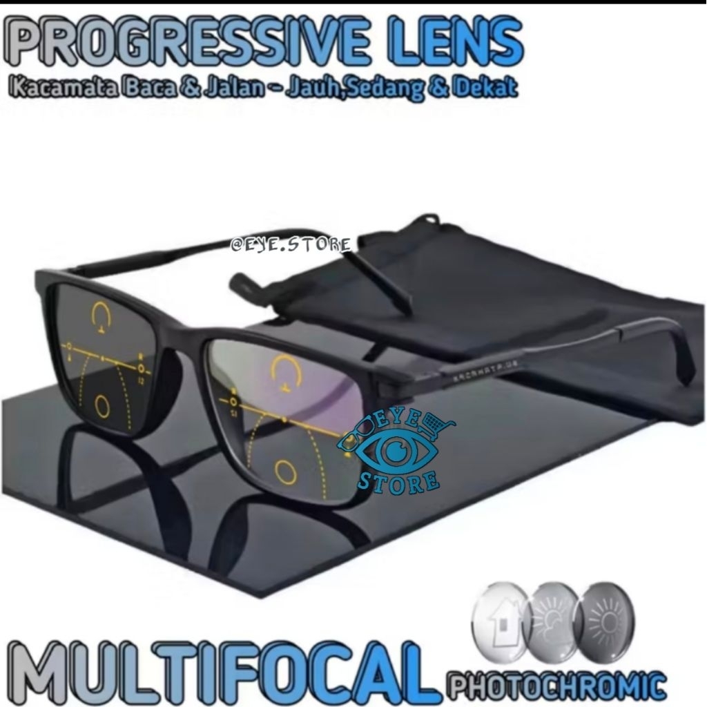 แว่นตาอ่านหนังสือ PLUS PROGRESSIVE PHOTOCHROMIC LENS FREAM 0195 PROGRESSIVE LONG LENS PHOTOCHROMIC อ