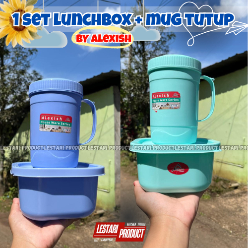 แก้ว SHIMA LUNCHBOX & BENJI 1 ชุด 1LT | MISTING + ถ้วยฝาปิด | LUNCHBOX ฟรี + ด้ามไม้ | กล่องรับสัญญา