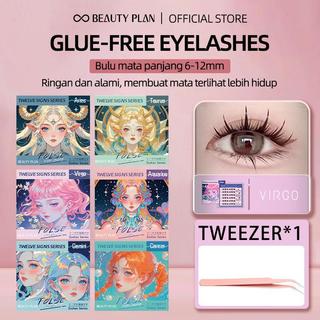 BEAUTY PLAN Zodiak 12 Bulu Mata Tanpa Lem Bebas Lem Harian Reusable Bulu Mata