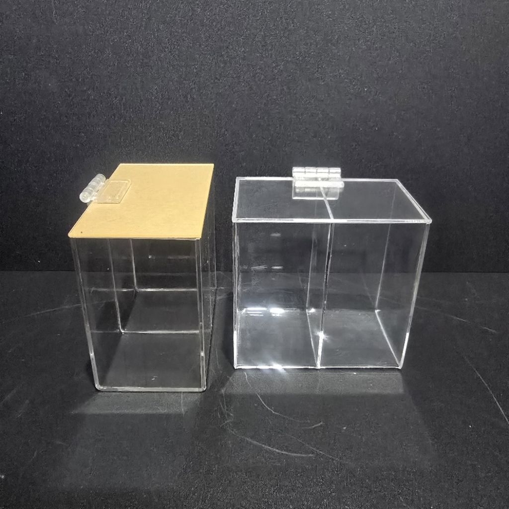 กล่องผ้าฝ้าย - คอตตอนบัด 2 กล่อง ACRYLIC / ที่ใส่สําลีก้าน - ผ้าฝ้าย ACRYLIC / กล่องเก็บของอเนกประสง