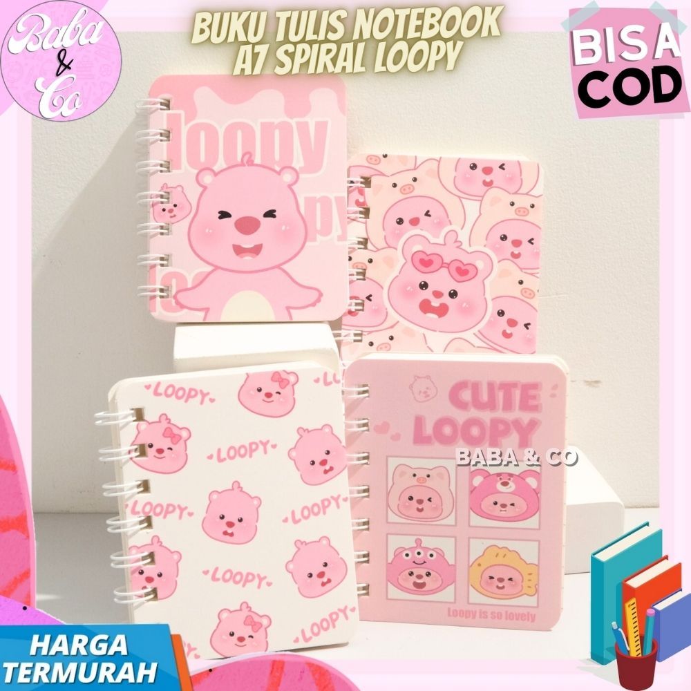 A7 LOOPY โน๊ตบุ๊ค SPIRAL MINI A7 LOOPY น่ารัก UNIQUE SPIRAL BOOK A7 PINK LOOPY BOOK MINI SPIRAL A7 L