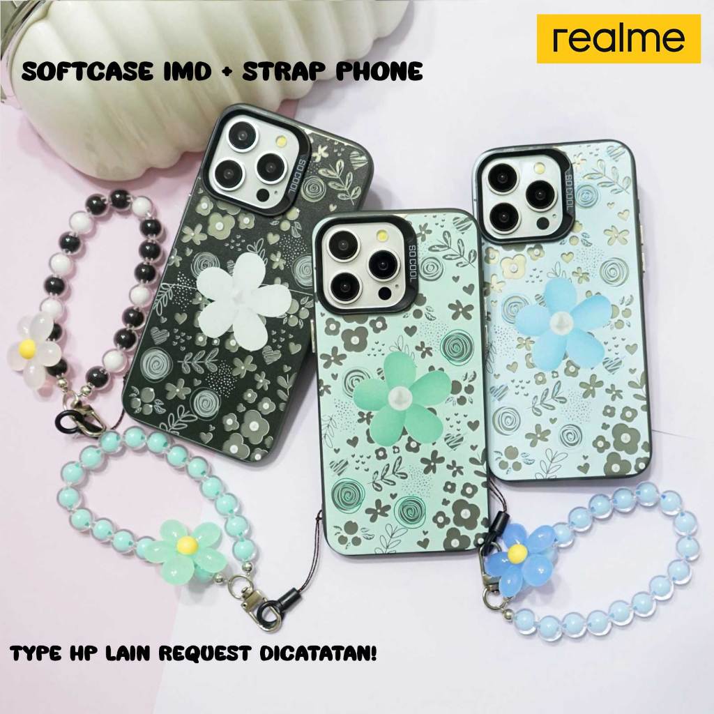 [IMC-07] Hardcase Case + Floral Motif Strap FOR REALME 10 4G REAL 11 4G REAL 12 5G 5/5i/5s REAL 8 4G