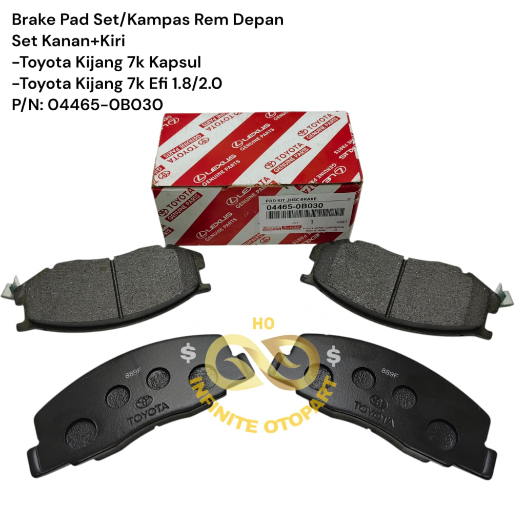 ชุดผ้าเบรค ผ้าเบรคหน้า TOYOTA KIJANG 7K CAPSULE 7K EFI 1.8 2.0 04465-0B030 QUALITY CHECK