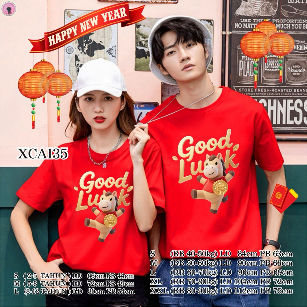 DOJU XCAI35 Cny Family Shio KUDA เสื้อยืดจีนปีใหม่ครอบครัวปี HORSE เสื้อยืด Gong Xi Fa Cai เสื้อยืด 