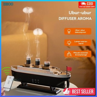 Humidifier Diffuser Model baru Kapal Simulasi Desain Kreatif Lampu LED 7 warna Atomisasi ultrasonik Fitur timer Kontrol jarak jauh Hiasan meja