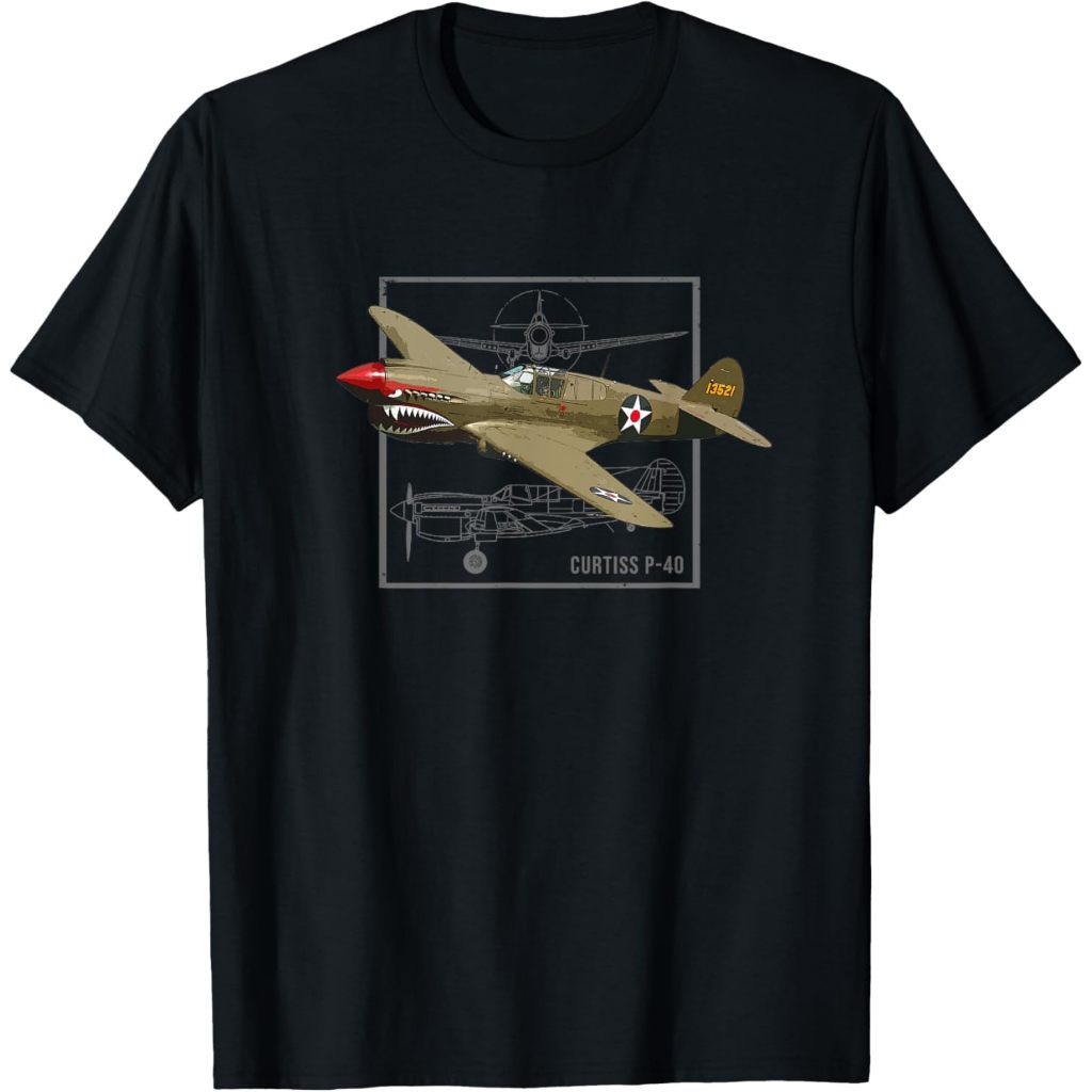 Curtiss P-40 Warhawk WW2 Fighter Plane เสื้อยืดสําหรับเด็ก