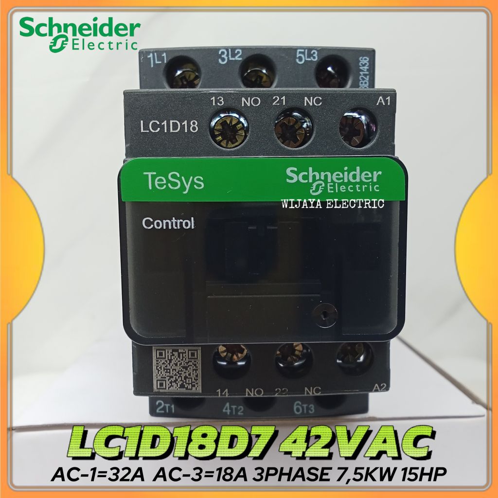 คอนแทคเตอร์ Schneider ของแท้ LC1D18 LC1D18D7 LC1D 18D7 42VAC 3phase 3P Schneider