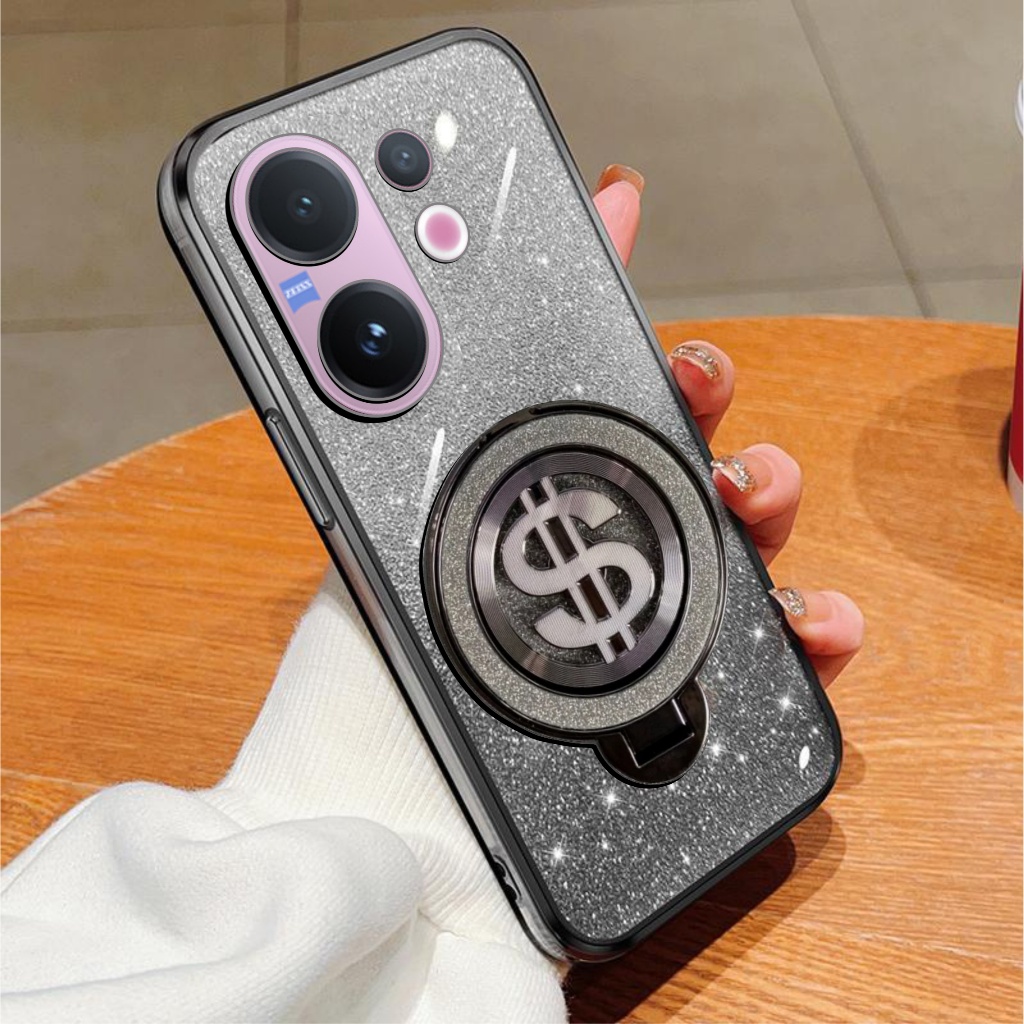 เคสนิ่ม Vivo V60 Glitter Dollar Ring Stand รองรับการชาร์จไร้สาย