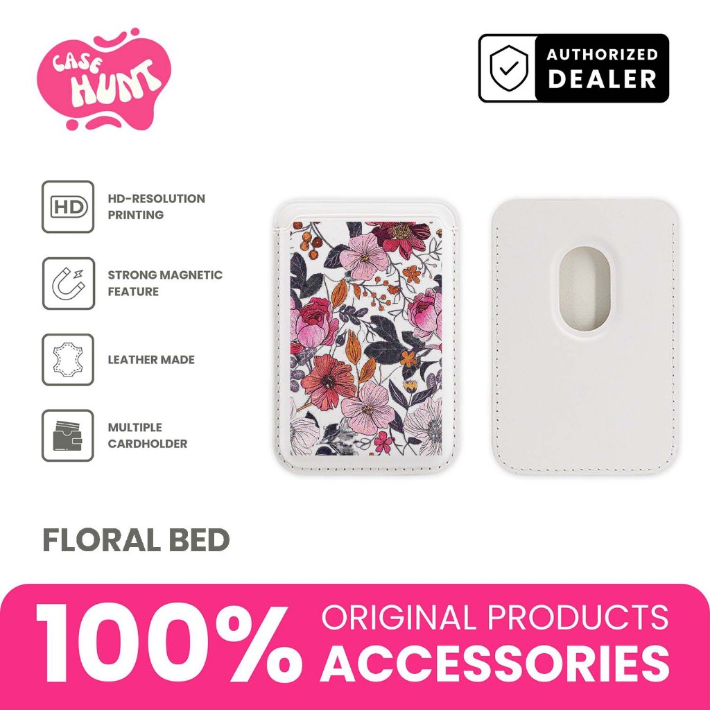 Magnetic Cardholder Case Hunt Cool Aesthetic Flower Pattern Simple Design Magsafe Accessories iPhone