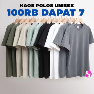 Paket Hemat 100ribu Dapat 7 PCS Kaos Polos Pria Wanita Lengan Pendek