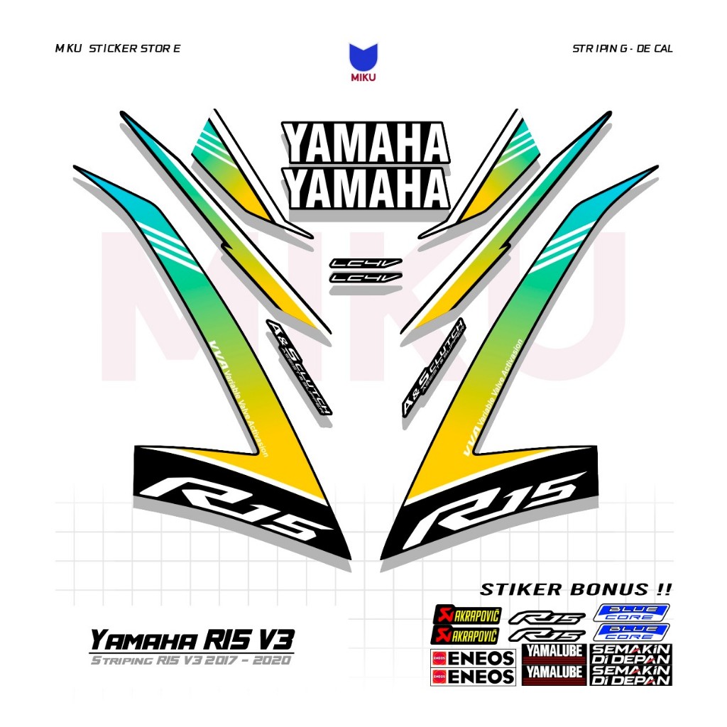 RC02b Yamaha R15 v3 Striping สติกเกอร์ Scotlite Motor Sport R15 V3 Graphic Racing Mothai Thailook สไ