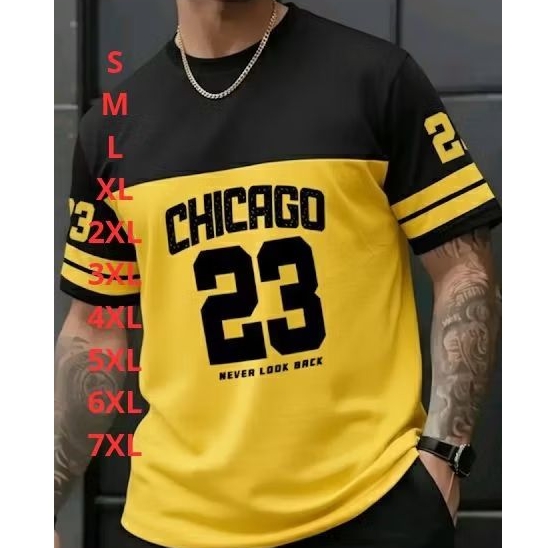เสื้อยืด CHICAGO 23 COMBINATION (S - 6XL) เสื้อยืดสีใหม่ล่าสุด COMBINATION BIGSIZE, 100c/o COTTON CO