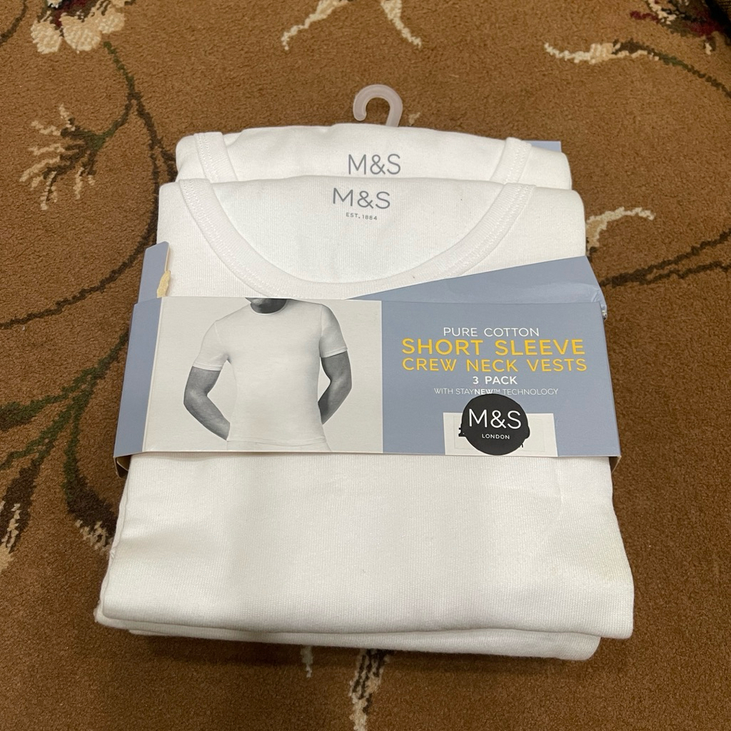 Marks and Spencer SHORT SLEEVE CREW NECK VETS Pure Cotton 2XL Bigsize เสื้อจัมโบ้ผู้ชาย