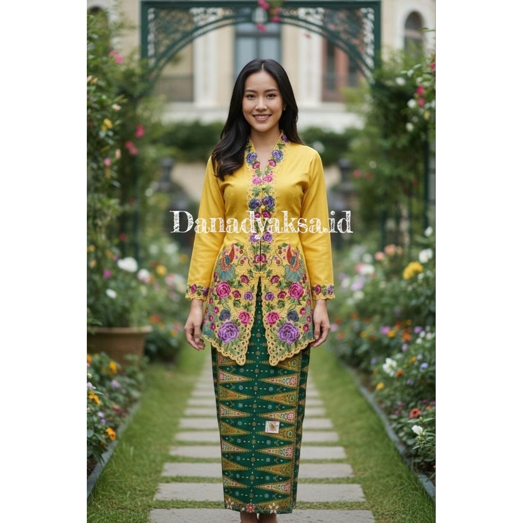 KATUN DN-Kebaya Encim Jumbo Ld 130 // Modern Peacock ปัก Encim Kebaya // ปัก Cotton Encim Kebaya Set