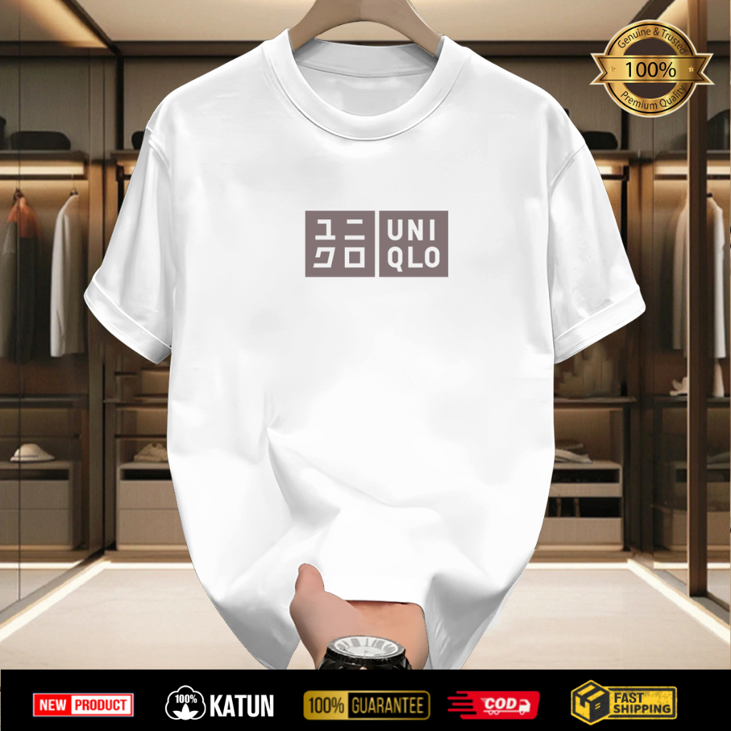 เสื้อยืดผู้ชายOutlets UNI QLO T Shirt|รับประกัน 100% เสื้อท็อปเสื้อยืด|แรงเลอร์|เสื้อ100%|สีดํา|จัดส