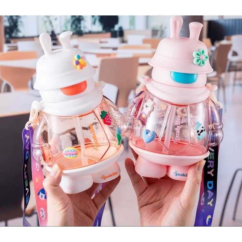 GANTUNGAN Gemoy Hat ขวดดื่มกระต่าย 850 ML ฟรีสติกเกอร์ 3D และไม้แขวนเสื้อ BPA FREE / แก้วน้ําเด็กน่า