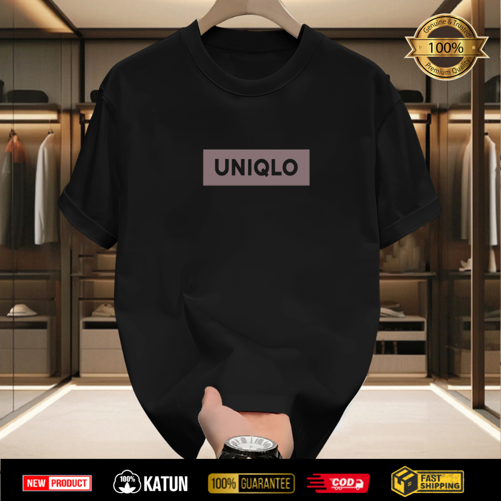 เสื้อยืดผู้ชาย UNI QLO|เต้าเสียบ|เสื้อยืด|รับประกัน 100% เสื้อท็อปเสื้อยืด|แรงเลอร์|เสื้อ100%|สีดํา|