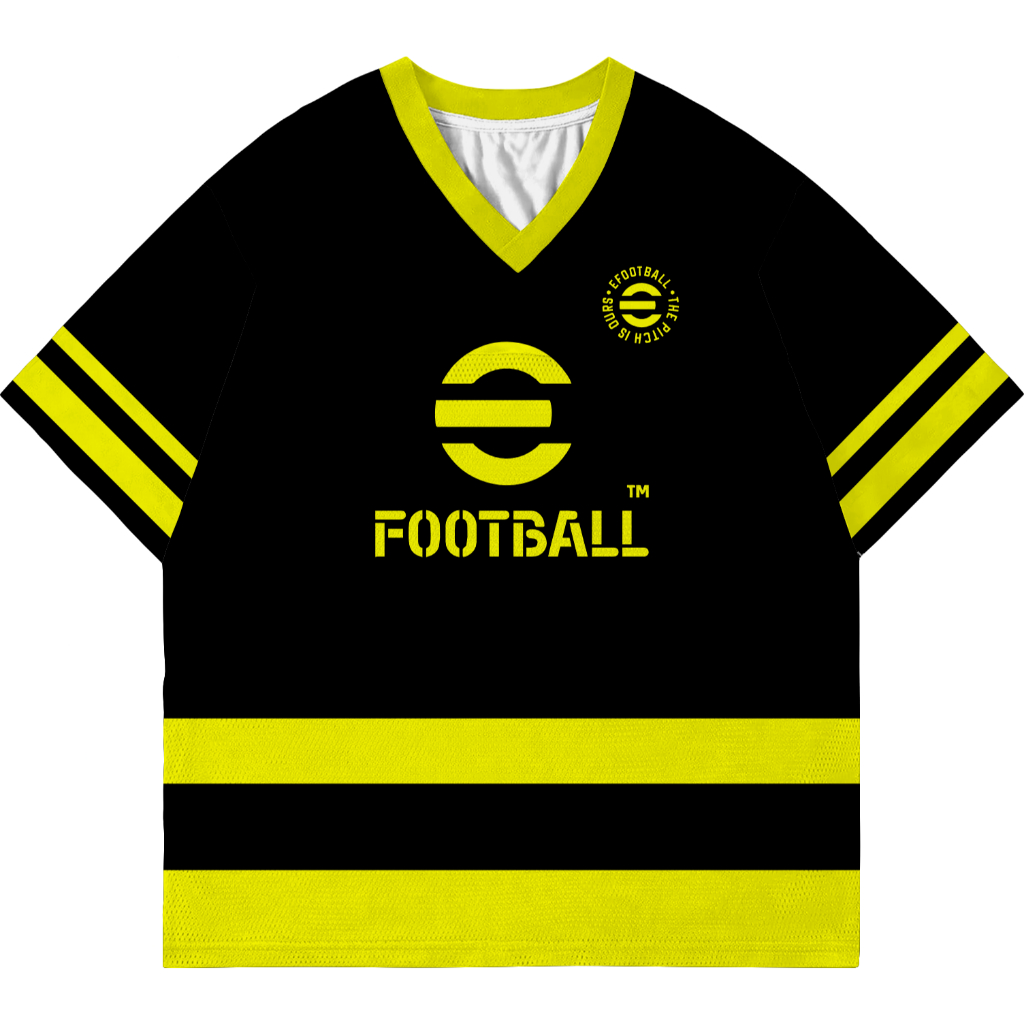 OVERSIZED EFOOTBALL JERSEY สีเหลืองสีดํา PREMIUM DRY FIT MATERIAL