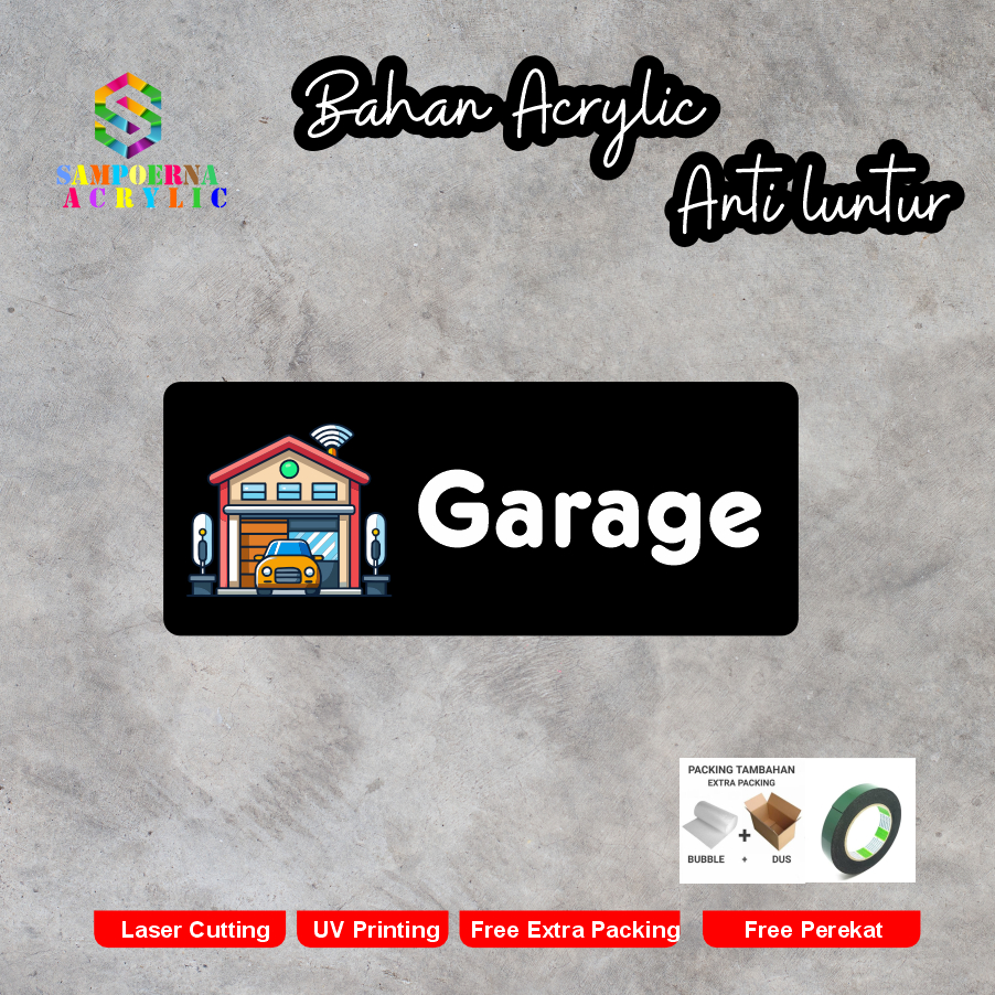 ป้ายอะคริลิค GARAGE เรียบง่ายล่าสุด