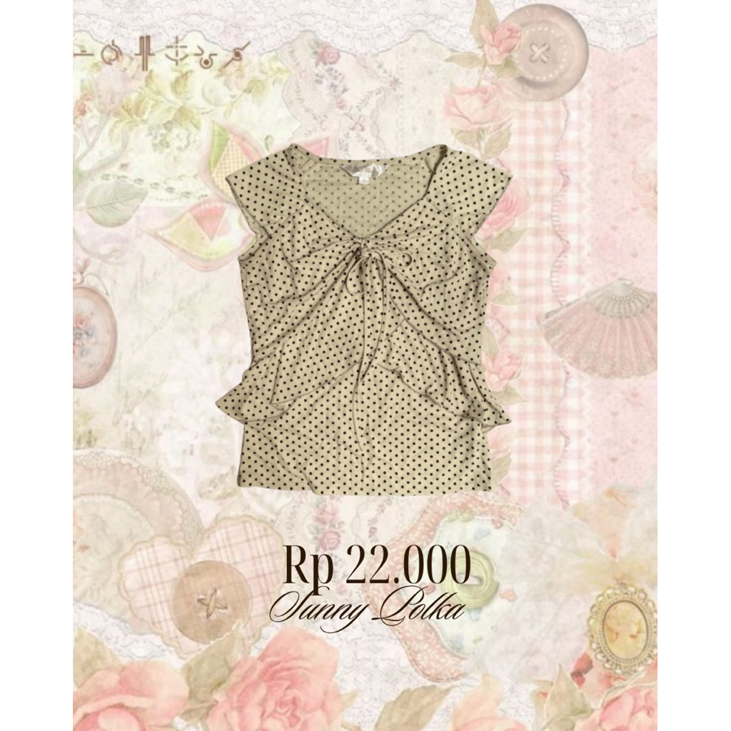 ซันนี่ลายจุด milkmaid | Shoujo igari monukei vintage coquette ฤดูร้อน thrfit