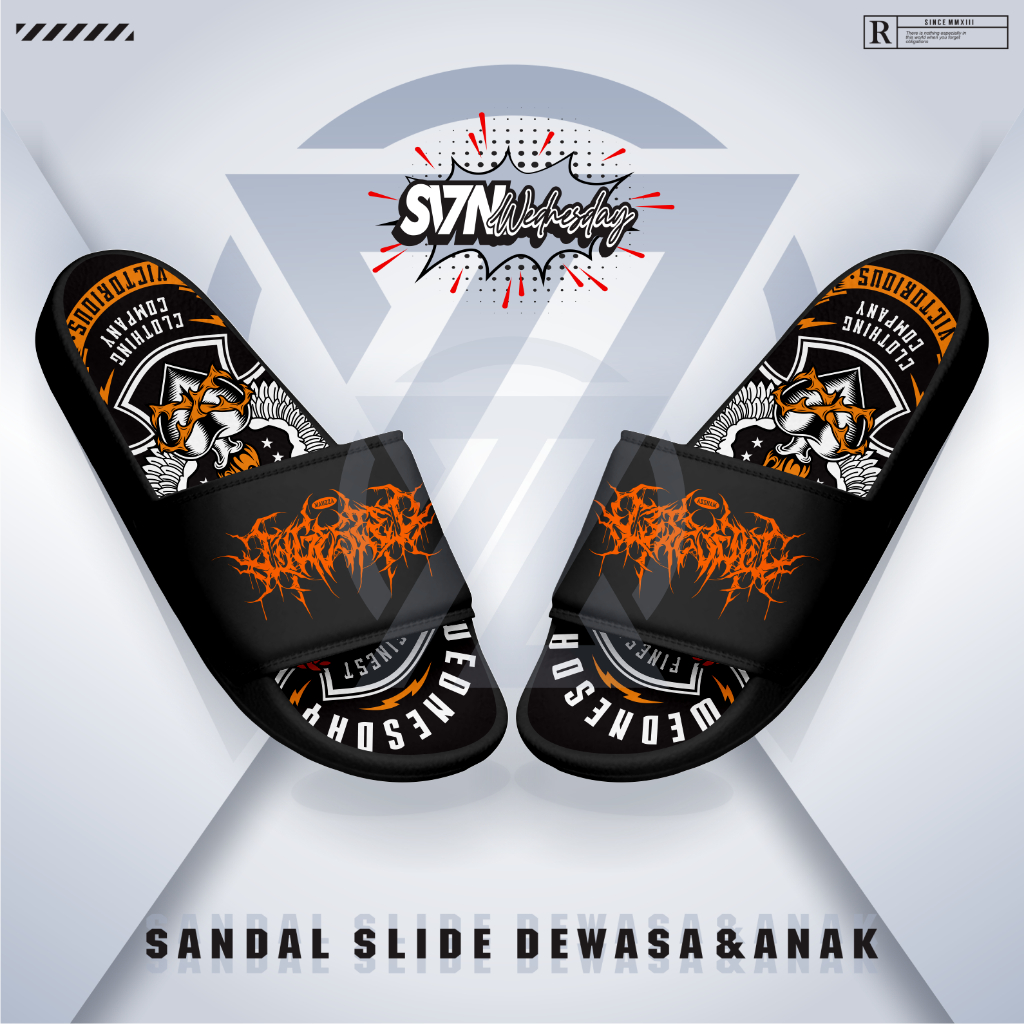 BRZ_0135P รองเท้าแตะผู้ใหญ่ Slop UK 36-44 และเด็ก 26-35 ผู้ชายผู้หญิง Distro รองเท้าแตะการพิมพ์ Moti