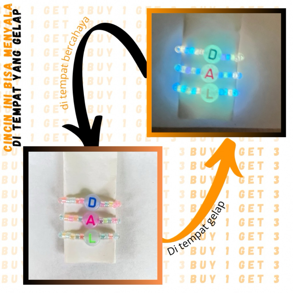 Glow In The Dark Letter Ring – BUY 1 GET 3 Glow In The Dark