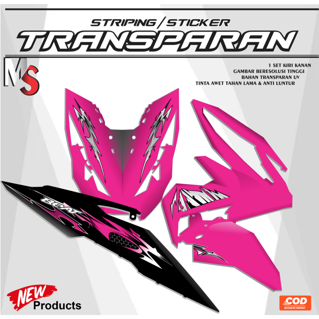UV Transparent Striping สําหรับ Honda Beat New Esp 2019 พร้อมสติ๊กเกอร์แบบกําหนดเองเรียบง่ายลาย Y08