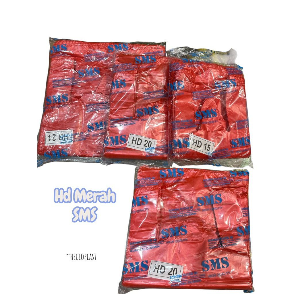 MERAH กระเป๋าพลาสติกสีแดง / HD SMS THICK (UK.15,20,24,28,35,40)