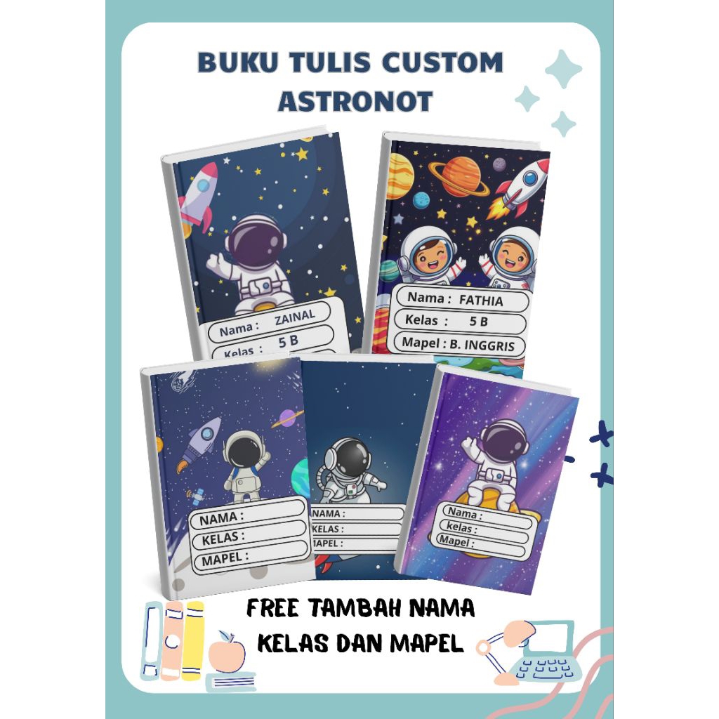 CUSTOM ASTRONAUTS โน๊ตบุ๊ค 38 แผ่น, ฟรี NAME/ SCHOOL BOOK/ โน๊ตบุ๊ค