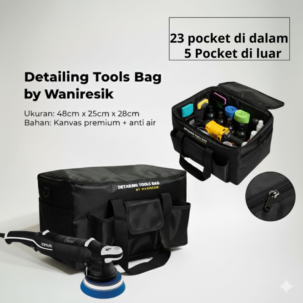 Detailing Tools Bag – Premium Waterproof Canvas Car Motorcycle Polishing Tool Bag Tool Bag Work Bag