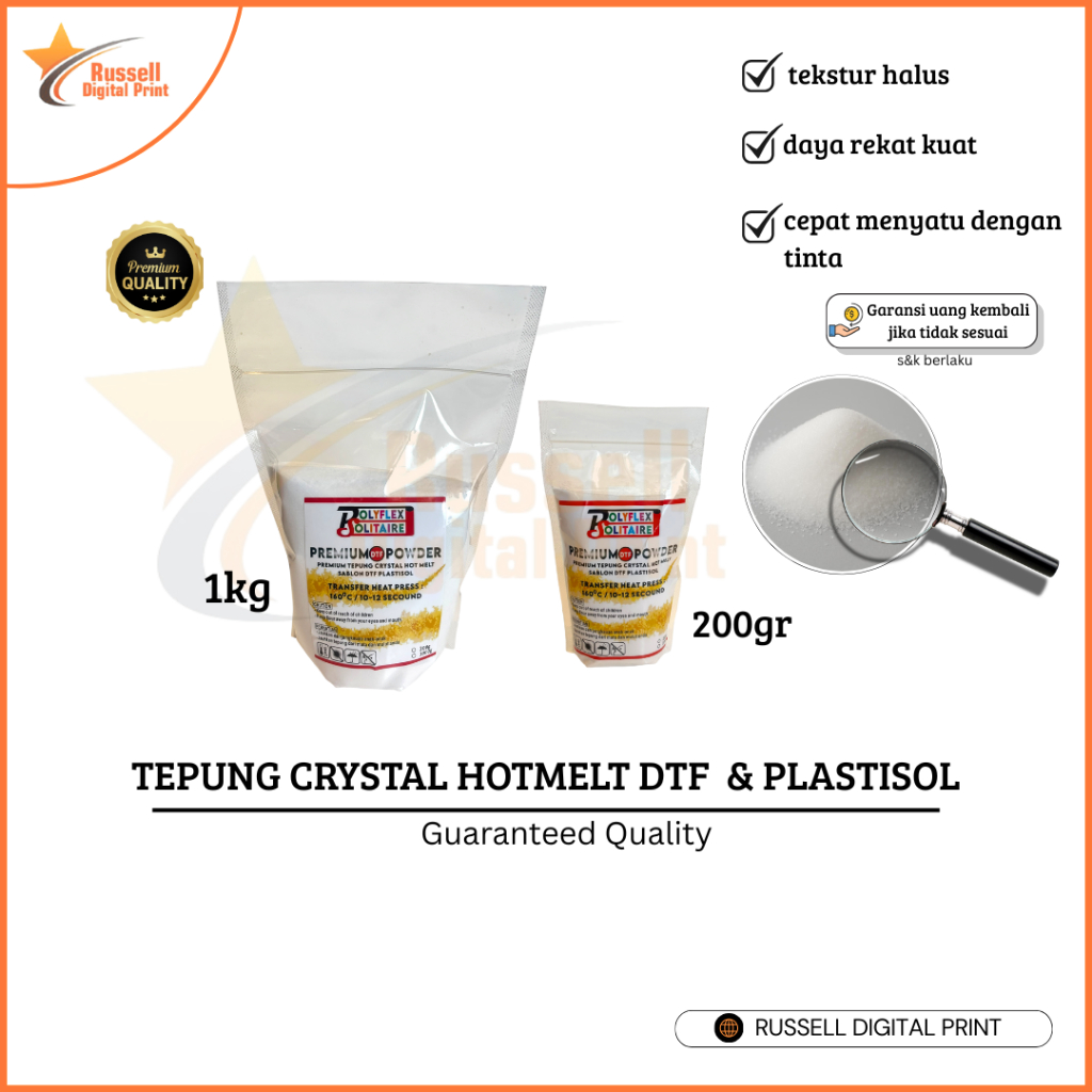 Polyflex Solitaire Flour Powder คริสตัล Hotmelt กาว Dtf & Plastisol