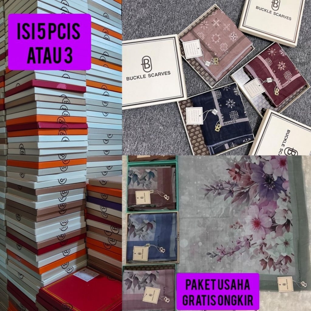 CONTENTTS 5 ชิ้นหรือ 3 ] PREMIUM BUCKLESECARVES LGO B PKING BOX MOTIF