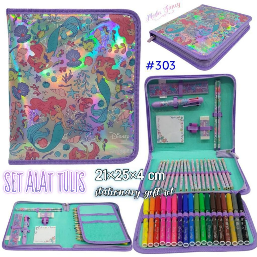 Midi Zip Kit ชุดเครื่องมือเครื่องเขียน Ariel Mermaid / Princess ชุดเครื่องเขียน Midi Zip Mermaid Ari